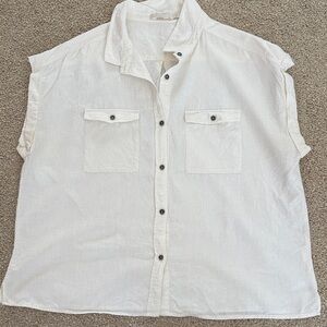 Prana Woman's White Button Down Casual Shirt
